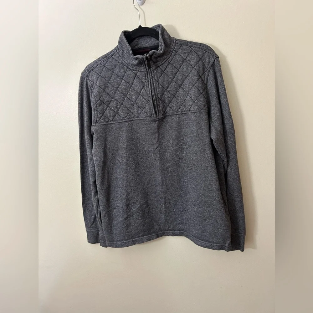 Banana Republic Mens Cotton Half Zip Long Sleeve Pullover Quilted Sweater Size L